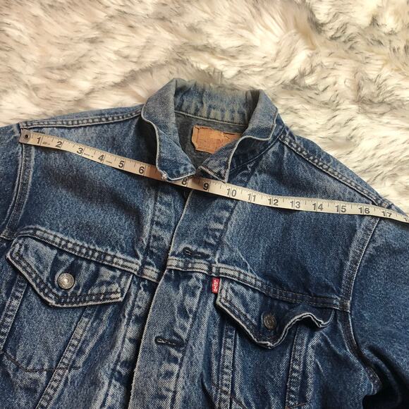 Vintage 80s Levi's Mens Blue Denim Jean Trucker Jacket 70506 Made In The USA - Picture 9 of 16